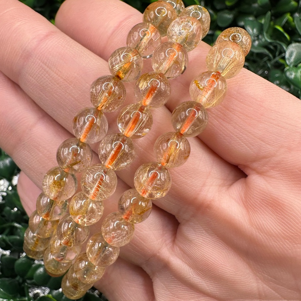 4mm Copper Rutilated Quartz Bracelet